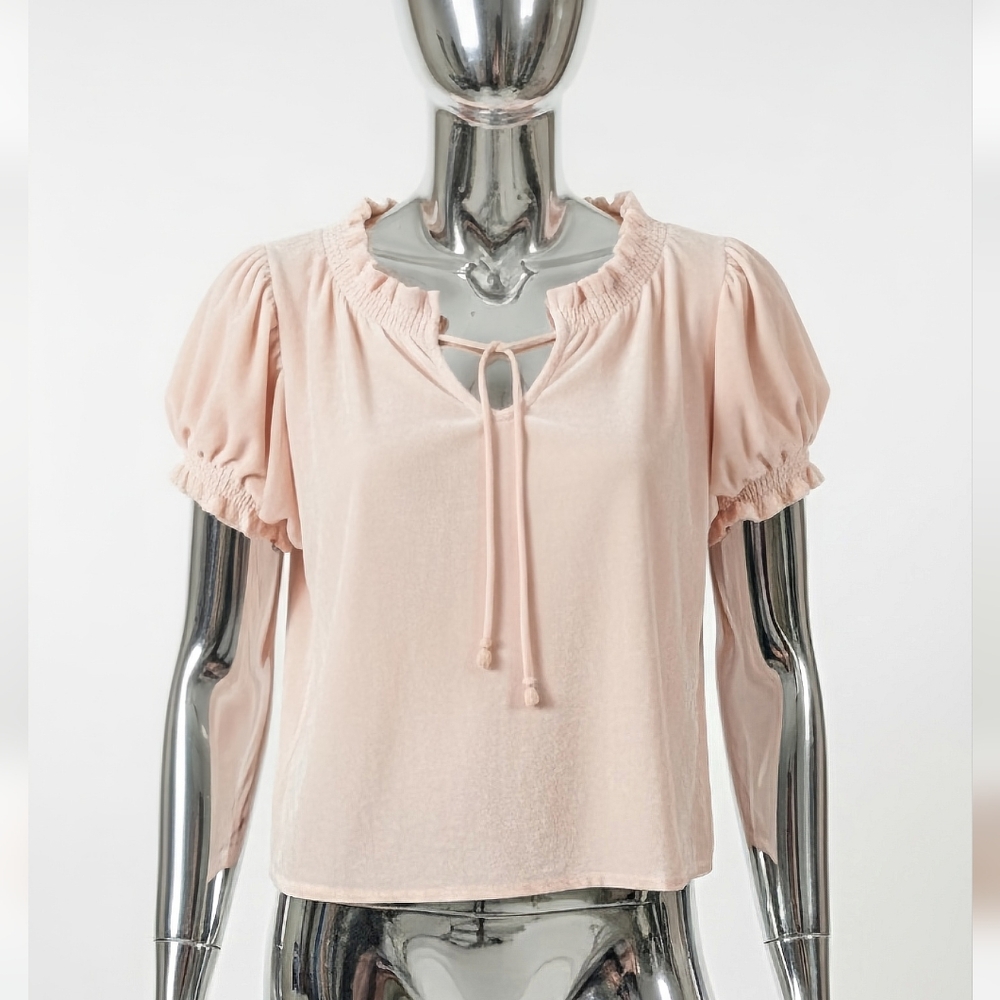 🩷 Free People Blush Tie-Front Top, Sz XS